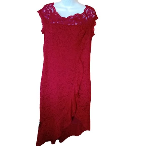 le chateau | Dresses | Le Chateau Red Stretch Lace Overalydress Size ...